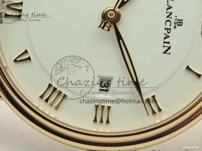 0824 Villeret 6651 RG ZF 1:1 Best Edition White Dial On Brown Leather Strap A ComfortFit 8097